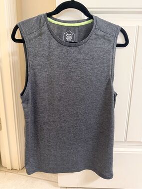 ASICS Gray Performance Tank with Neon Green Trim